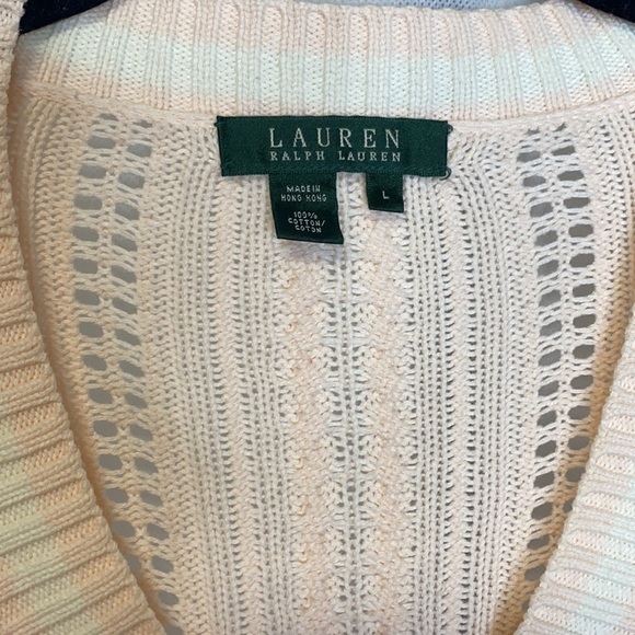 Lauren Ralph Lauren Pink Blush Striped Light Academia Sweater - Picture 7 of 9